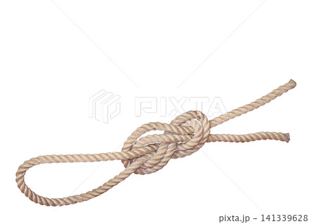 Sea double figure eight knot for rigging on white Sea double figure eight knot for rigging on white 141339628