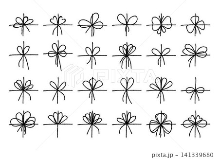 Set of chalk textured ribbon bows. Bowknot for package or letter. Elegant minimal style Set of chalk textured ribbon bows. Bowknot for package or letter. Elegant minimal style 141339680