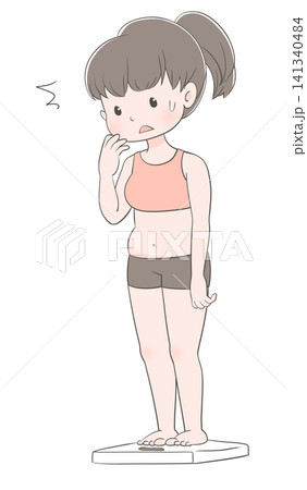 ダイエット いつの間にか増える体重に驚く女性 ダイエット いつの間にか増える体重に驚く女性 141340484