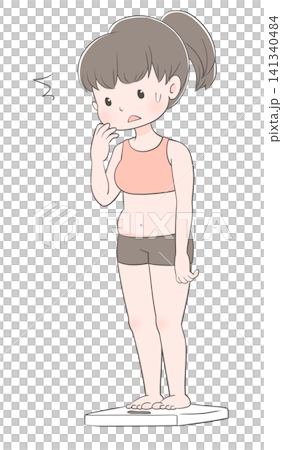 ダイエット いつの間にか増える体重に驚く女性 ダイエット いつの間にか増える体重に驚く女性 141340484