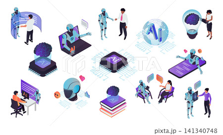 Artificial Intelligence Isometric Elements 141340748