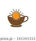 Coffee cup logo with sun, ideal for coffee shops 141341313