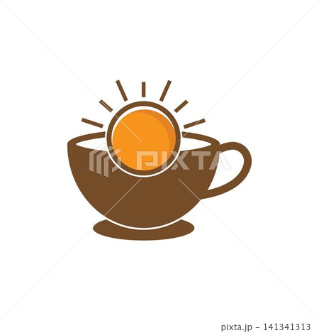 Coffee cup logo with sun, ideal for coffee shops 141341313