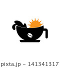 Coffee cup logo with sun, ideal for coffee shops 141341317