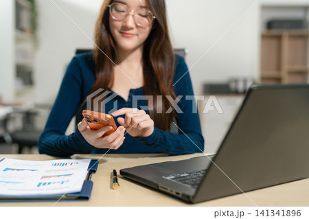 online shopping concept, woman shopping online is a form of electronic commerce from a seller over internet. 141341896