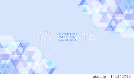 三角形と六角形で組み合わせた青色の幾何学的な背景素材 三角形と六角形で組み合わせた青色の幾何学的な背景素材 141343799