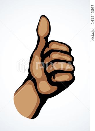 Thumb up. The sign is excellent. Vector drawing Thumb up. The sign is excellent. Vector drawing 141343867