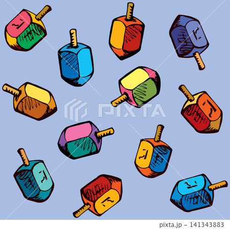 Jewish holiday symbol. Dreidel. Sketch Jewish holiday symbol. Dreidel. Sketch 141343883