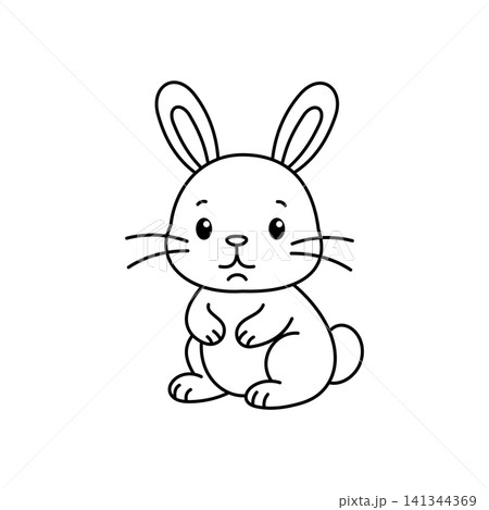 Cute cartoon Rabbit coloring book illustration vector design templates simple and modern concept 141344369