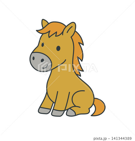 Cute cartoon Horse coloring book illustration vector design templates simple and modern concept 141344389