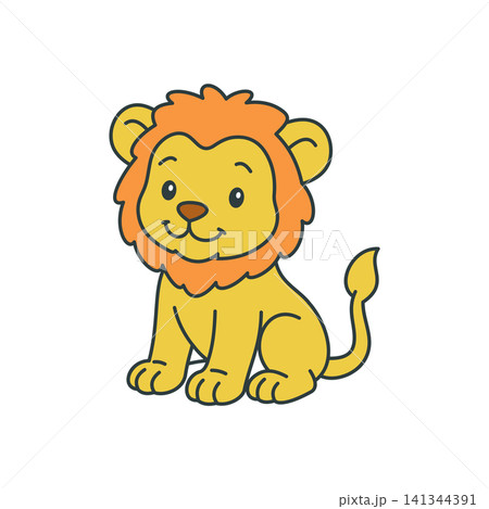 Cute cartoon Lion coloring book illustration vector design templates simple 141344391
