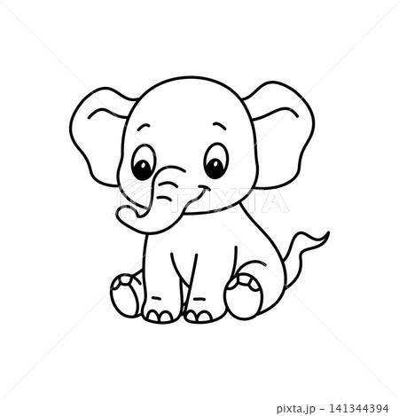 Cute cartoon elephant coloring book illustration vector design templates Cute cartoon elephant coloring book illustration vector design templates 141344394