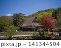 新緑と紅葉に囲まれた合掌造りの古民家 白川郷の里山風景 141344504
