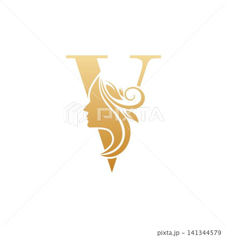 Initial V face beauty logo design templates 141344579