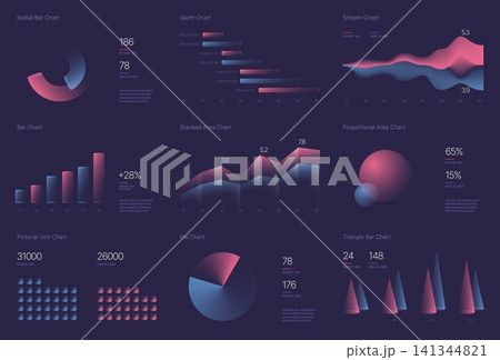 Infographic with stock diagrams, statistic bars and charts. 141344821
