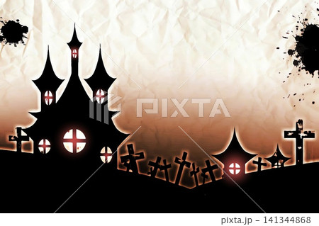 ゲーム背景 ホラーレトロハロウィンの夜のシルエット背景 ゲーム背景 ホラーレトロハロウィンの夜のシルエット背景 141344868