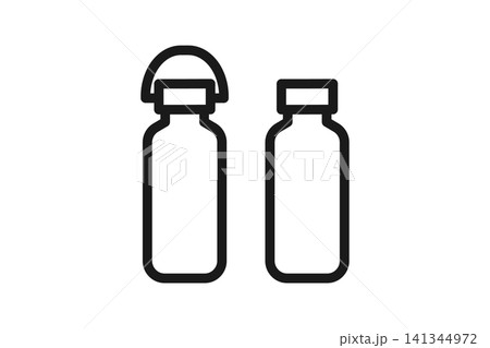 水筒とボトルの線画アイコン2種セット 141344972
