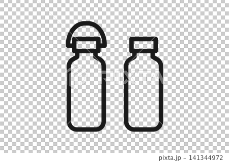 水筒とボトルの線画アイコン2種セット 141344972
