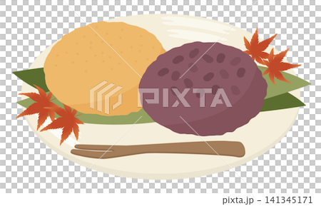 Autumn equinox - Ohagi (rice cake) vector illustration (red bean paste and kinako) Autumn equinox - Ohagi (rice cake) vector illustration (red bean paste and kinako) 141345171