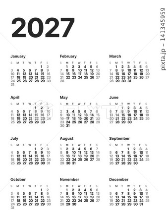 Annual calendar template, one page, Sunday start. Annual calendar template, one page, Sunday start. 141345959