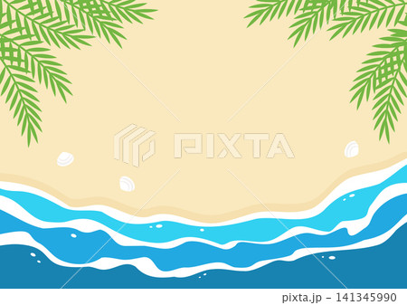 夏の海とヤシの葉の背景イラスト 夏の海とヤシの葉の背景イラスト 141345990
