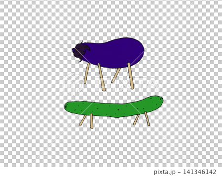 精霊馬と精霊牛のイラスト 精霊馬と精霊牛のイラスト 141346142