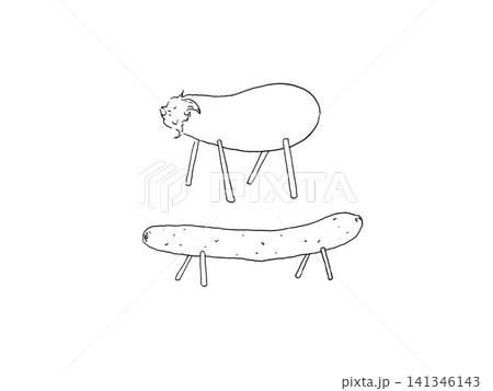 精霊馬と精霊牛の線画 精霊馬と精霊牛の線画 141346143