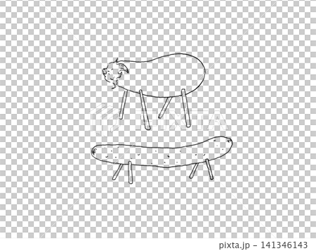 精霊馬と精霊牛の線画 精霊馬と精霊牛の線画 141346143