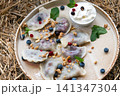 pierogi filled with blueberries 141347304