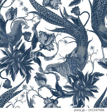 Seamless pattern with pleasant and flowers. Vintage style. Vector Seamless pattern with pleasant and flowers. Vintage style. Vector 141347486