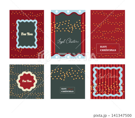 Christmas Lights Card Collection with Festive Frames Garland Holiday Greeting Templates Modern Layouts 141347500
