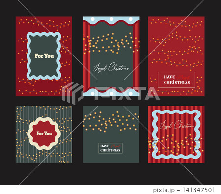 Christmas Lights Card Collection with Festive Frames Garland Holiday Greeting Templates Modern Layouts Christmas Lights Card Collection with Festive Frames Garland Holiday Greeting Templates Modern Layouts 141347501