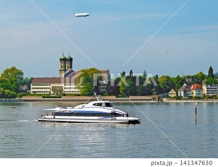 catamaran ferry and former abbey hof catamaran ferry and former abbey hof 141347630