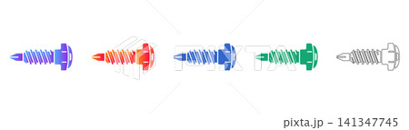 Industrial Screw Fastener Vector Icons Industrial Screw Fastener Vector Icons 141347745