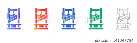 Industrial Guillotine Cutter Icons 141347784