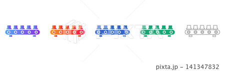 Production Line Roller Conveyor Vector Icon Set Production Line Roller Conveyor Vector Icon Set 141347832