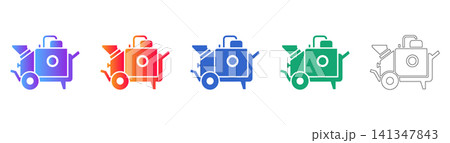 Portable Construction Concrete Mixer Icon Set Portable Construction Concrete Mixer Icon Set 141347843