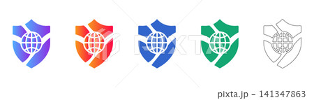 Global Security Shield Icons for Cyber Safety 141347863