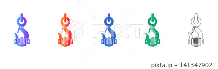 Heavy Duty Crane Hook Icon Set 141347902