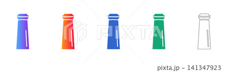 Industrial Factory Tower Vector Icon Set 141347923