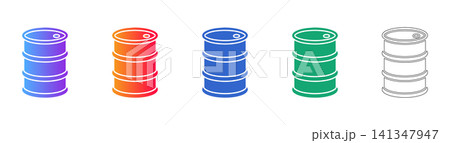 Industrial Oil Drum Set Vector Icon 141347947