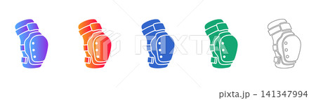 Protective Elbow Pad Vector Icon Set Protective Elbow Pad Vector Icon Set 141347994