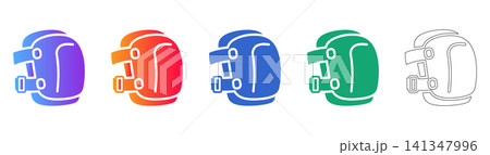 Protective Knee Pad Vector Icon Set Protective Knee Pad Vector Icon Set 141347996