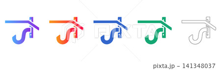 Industrial Wall Hook Vector Set Industrial Wall Hook Vector Set 141348037