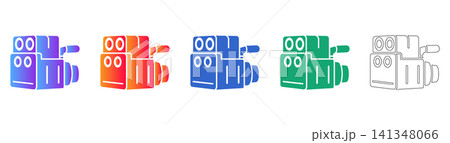 Vintage Cinema Camera Icons for Media Projects 141348066