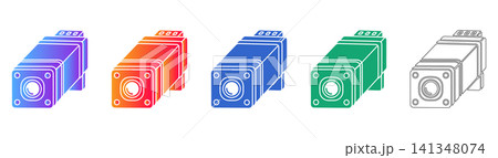 Industrial Stepper Motor Vector Icon Set Industrial Stepper Motor Vector Icon Set 141348074