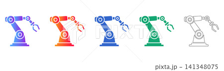Robotic Gripper Arm Vector Icon Set Robotic Gripper Arm Vector Icon Set 141348075