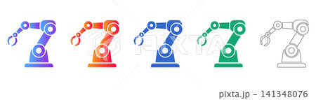Industrial Robotic Claw Vector Icon Set 141348076