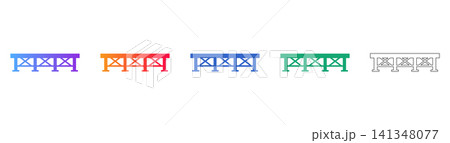 Industrial Bridge Truss Vector Icon Set Industrial Bridge Truss Vector Icon Set 141348077