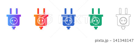Electrical Power Plug Icons Set Electrical Power Plug Icons Set 141348147